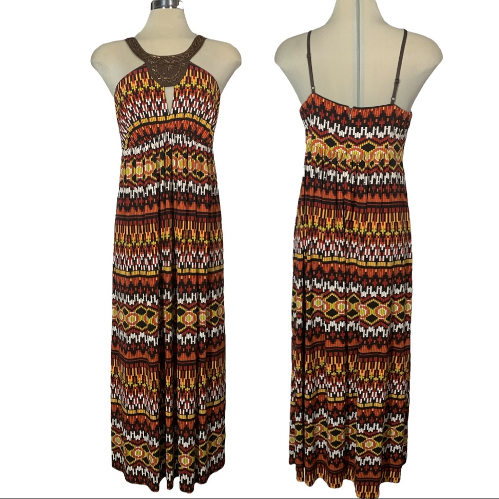 MAXANDCLEO Multicolour Embellish Long Dress Size 8